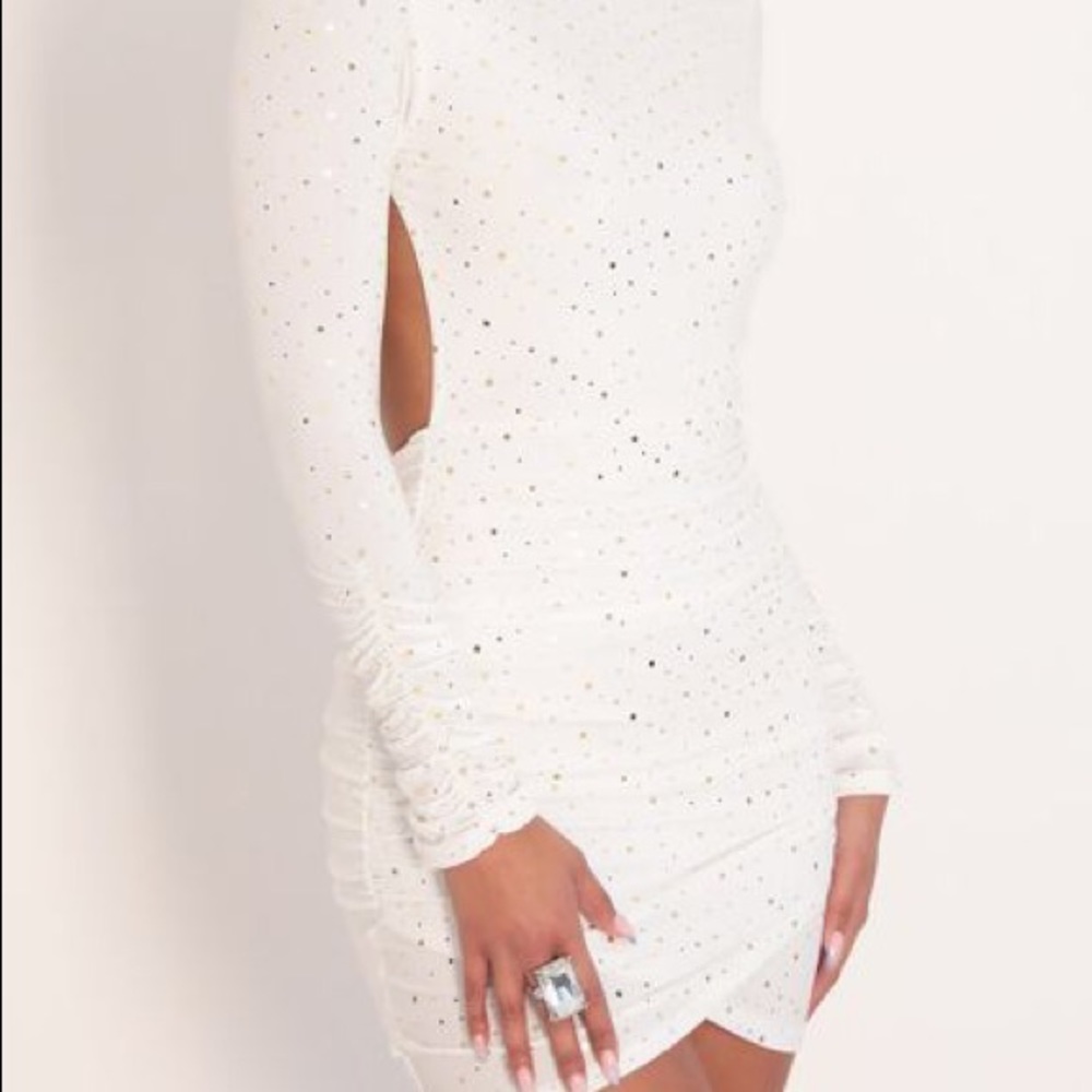 Josie Twinkling Open Back Dress in Ivory Gold